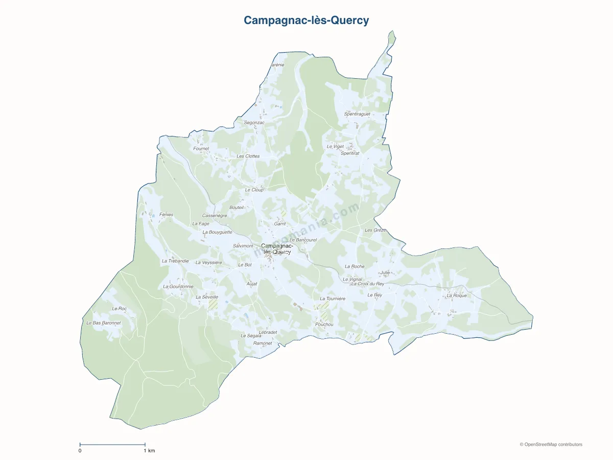 Carte de Campagnac-lès-Quercy à personnaliser