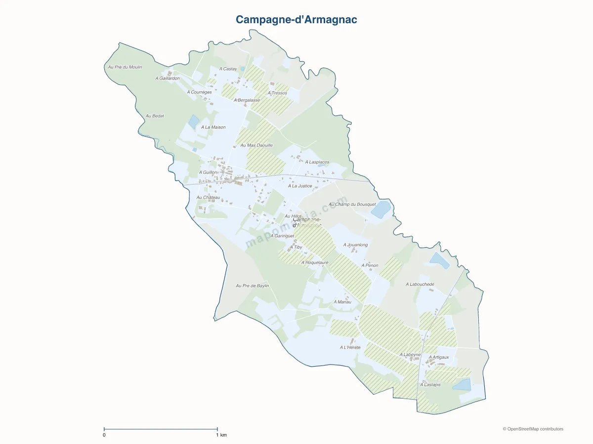 Carte de Campagne-d'Armagnac à personnaliser