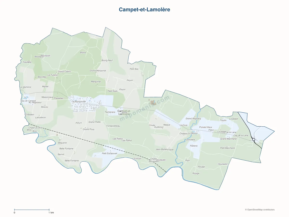 Carte de Campet-et-Lamolère à personnaliser
