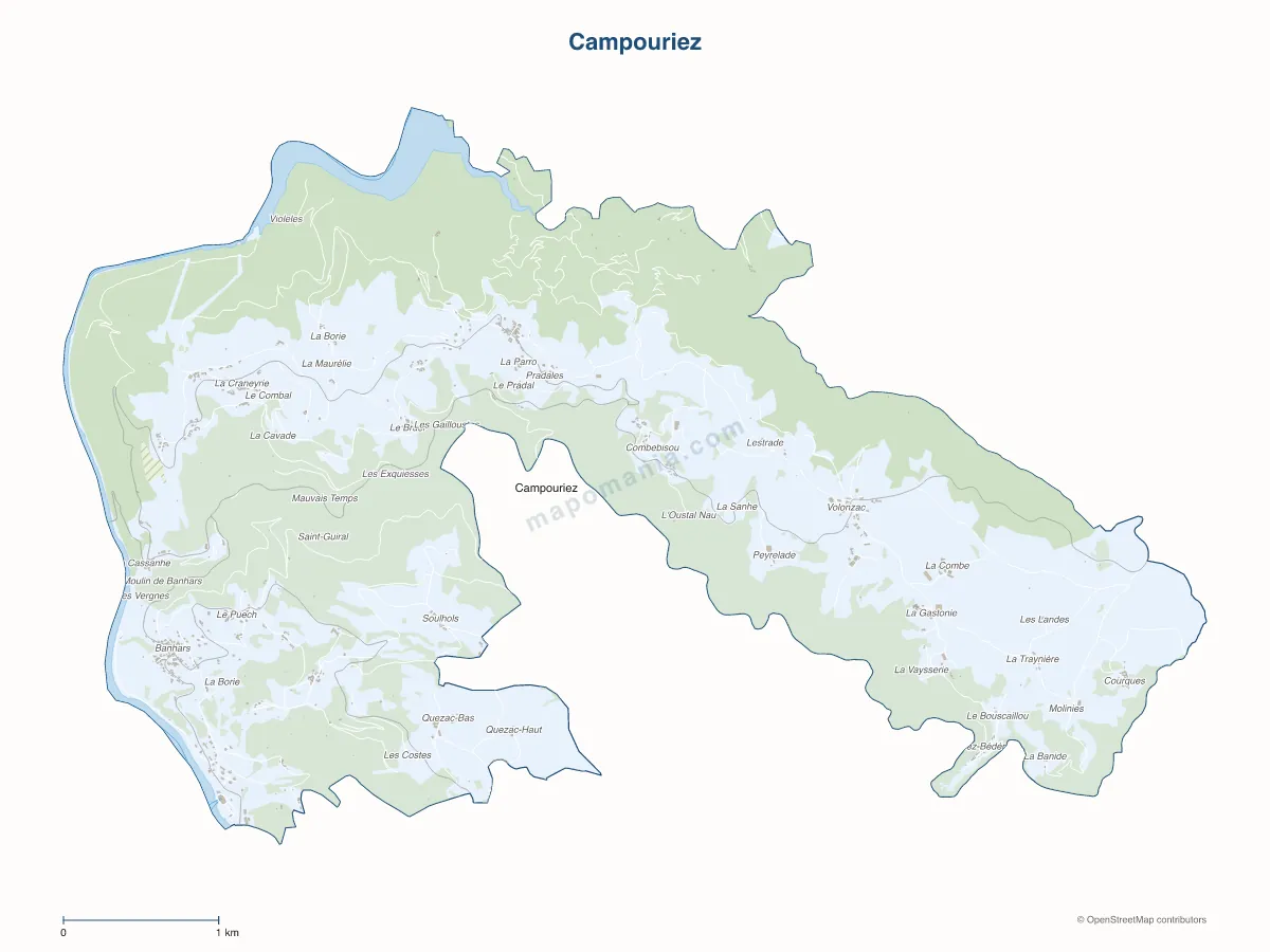Carte de Campouriez à personnaliser