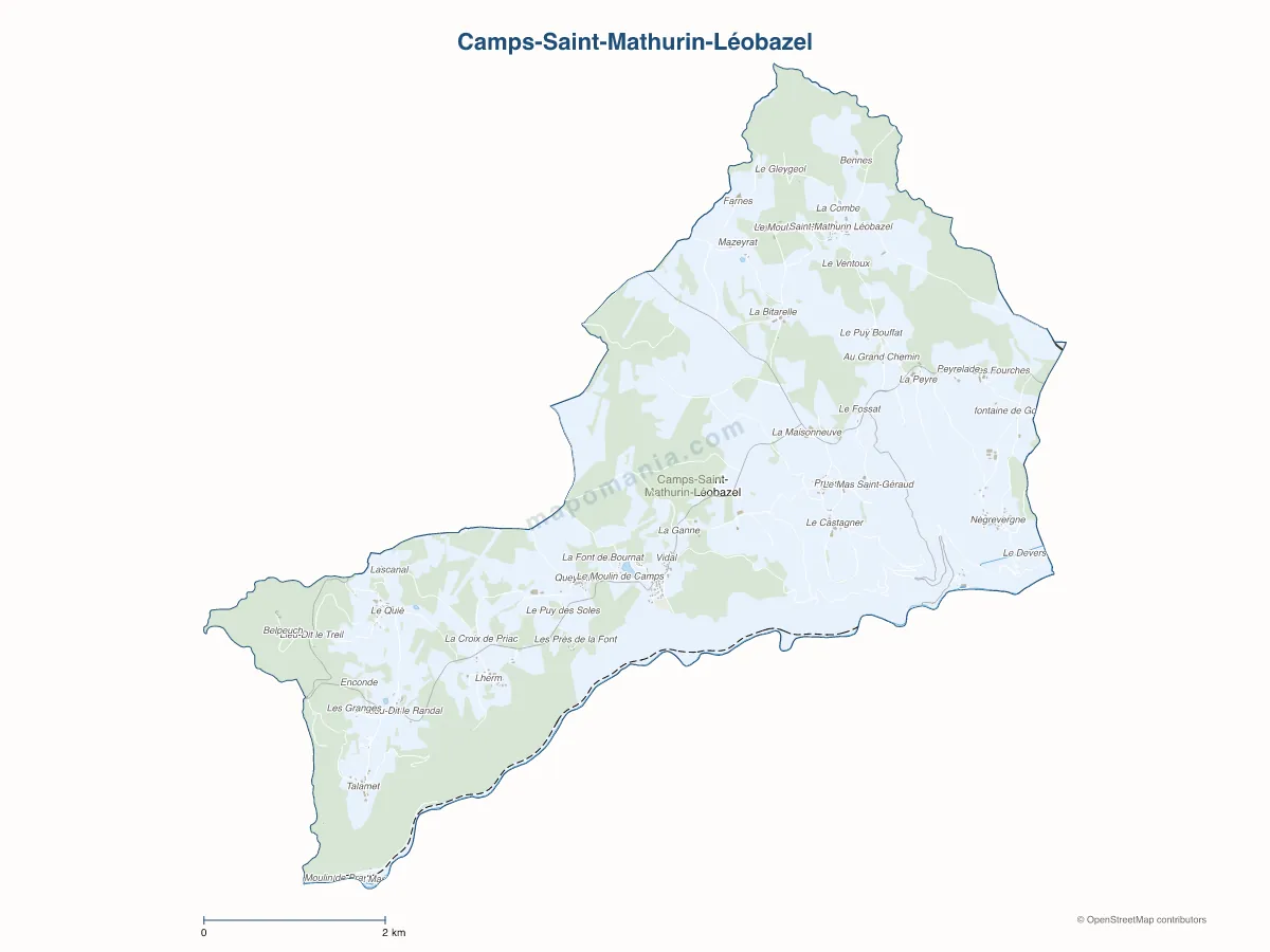 Carte de Camps-Saint-Mathurin-Léobazel à personnaliser