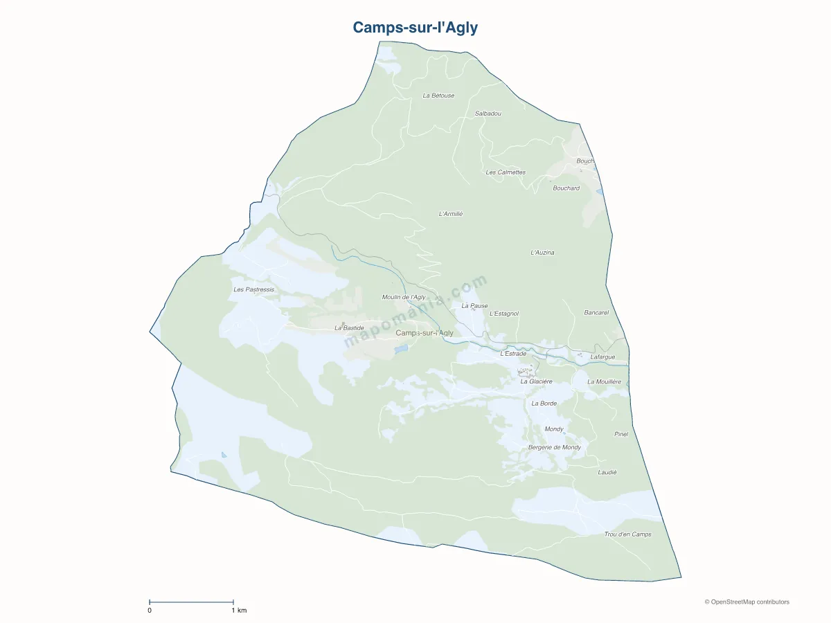 Carte de Camps-sur-l'Agly à personnaliser