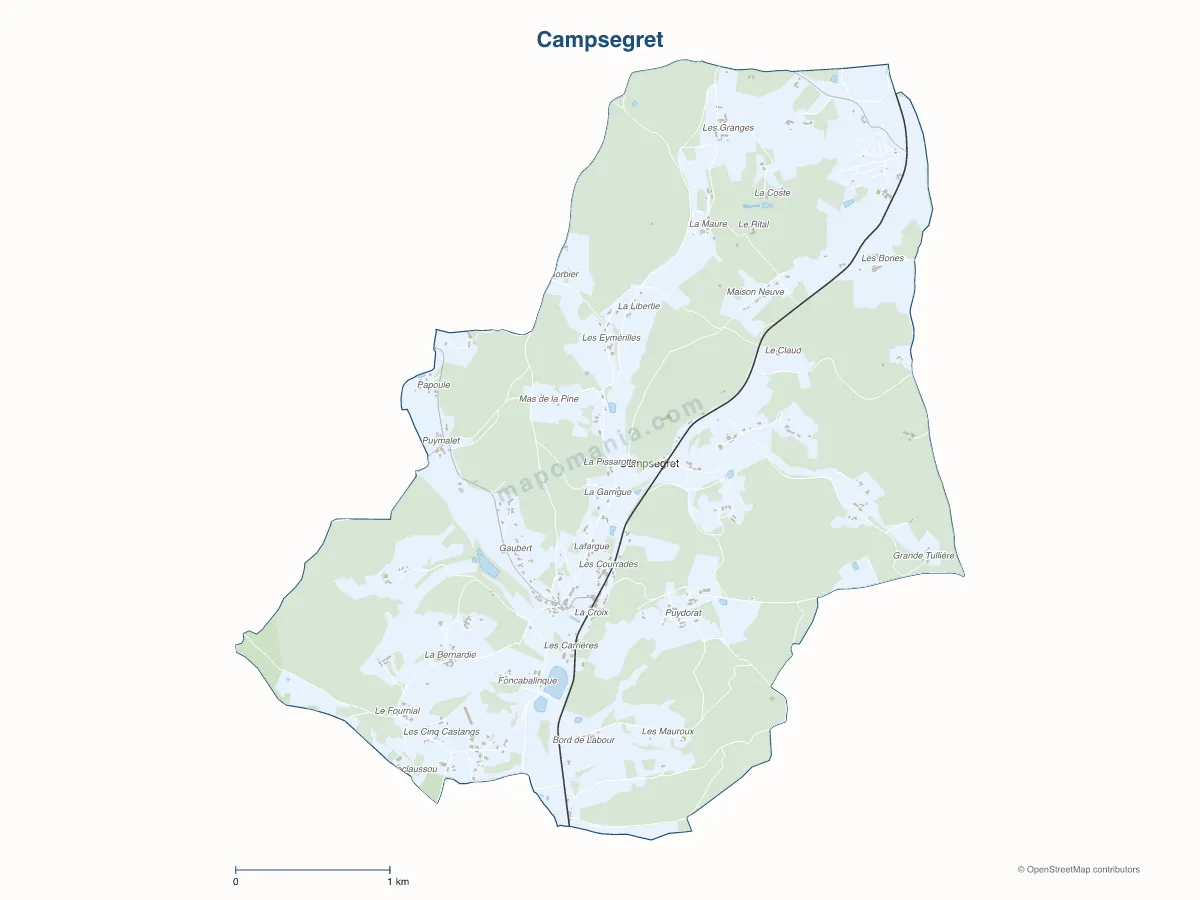 Carte de Campsegret à personnaliser