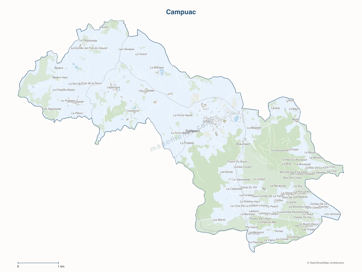 Carte de Campuac à personnaliser