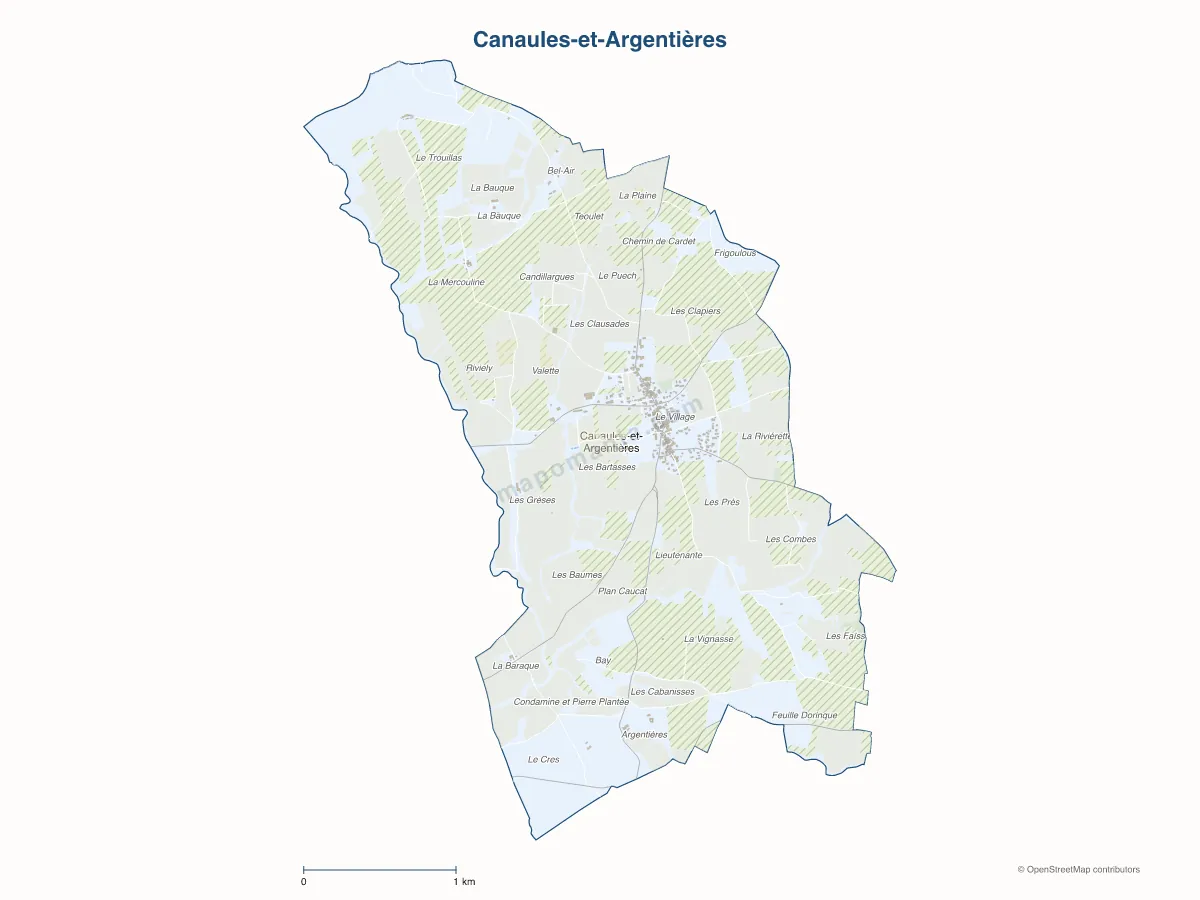 Carte de Canaules-et-Argentières à personnaliser