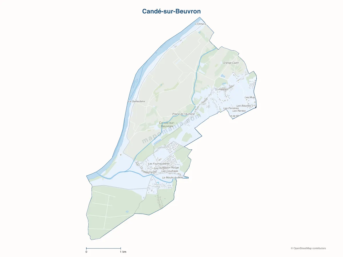 Carte de Candé-sur-Beuvron à personnaliser