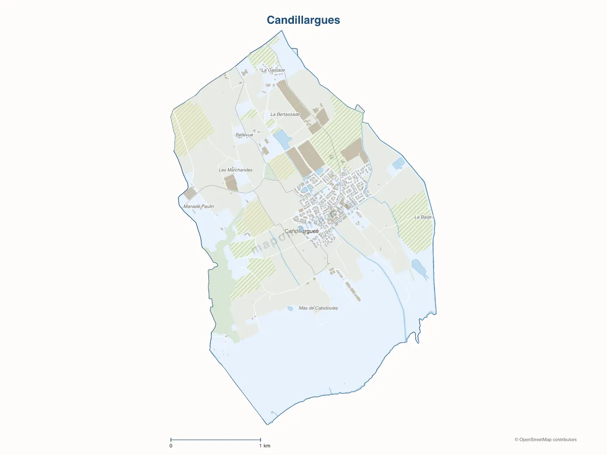 Carte de Candillargues à personnaliser