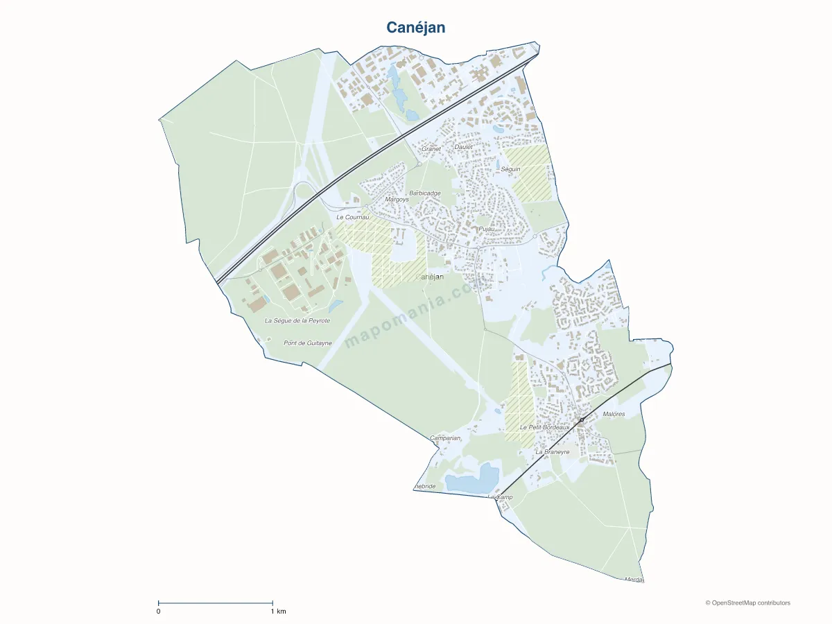 Carte de Canéjan à personnaliser