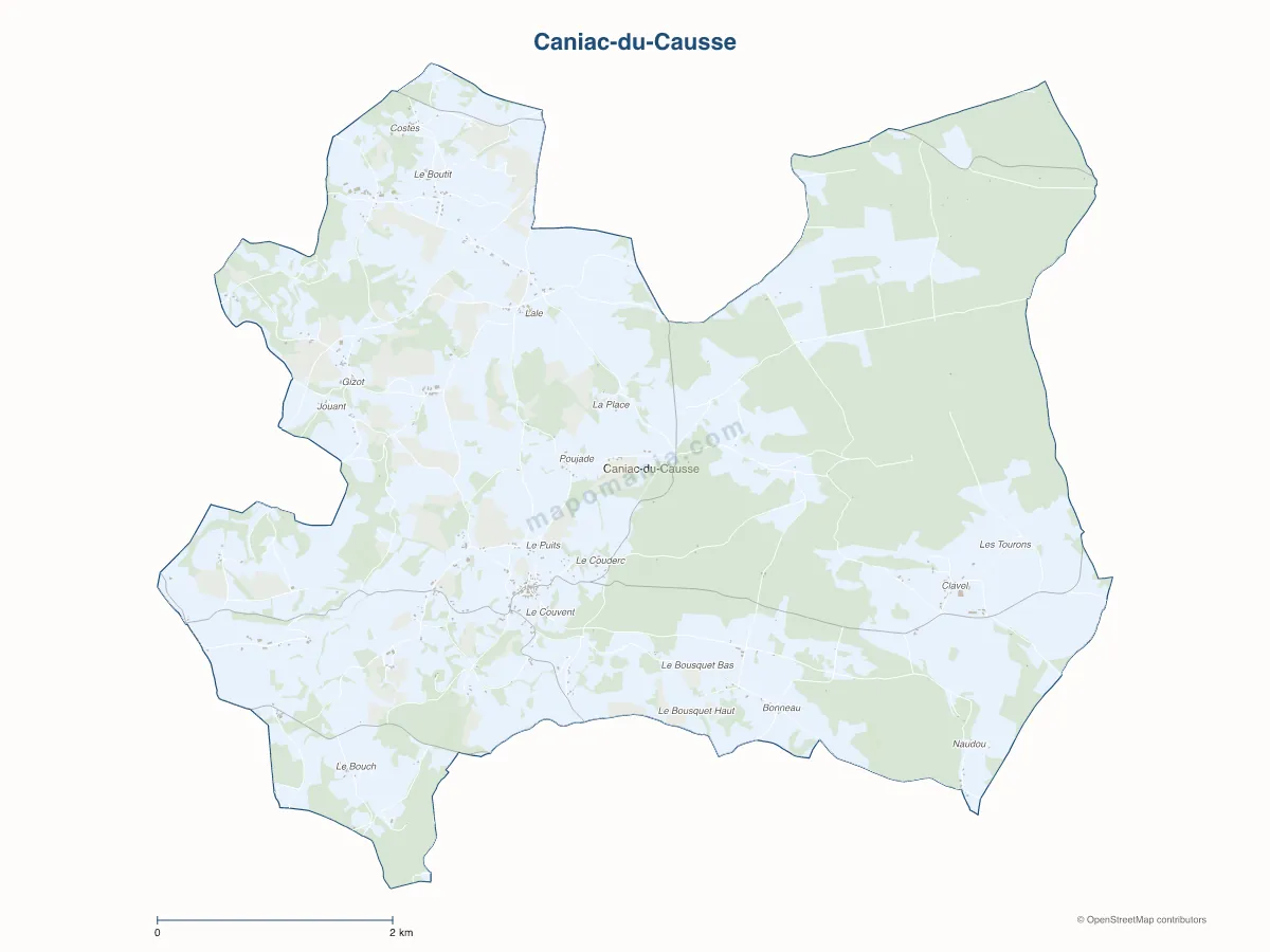 Carte de Caniac-du-Causse à personnaliser