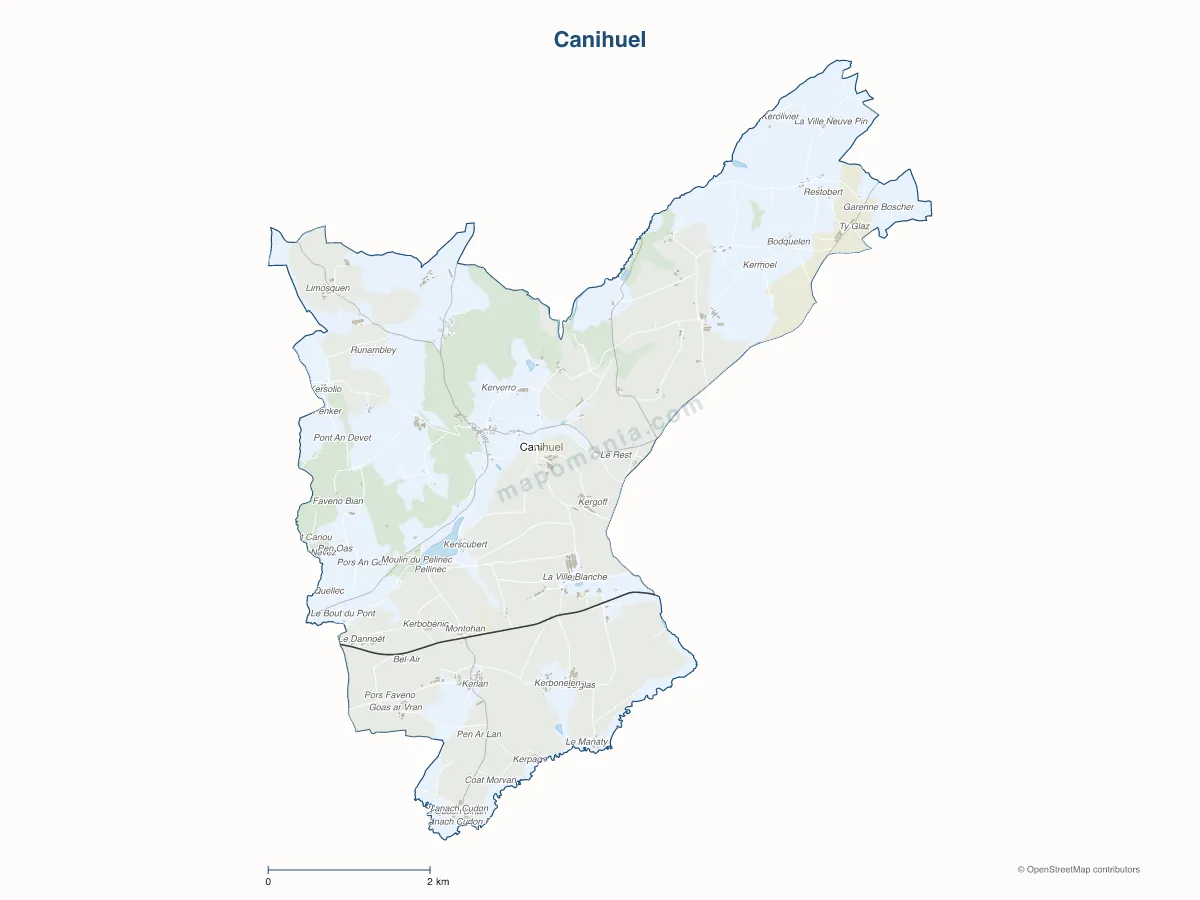 Carte de Canihuel à personnaliser