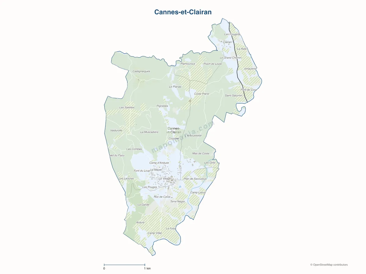 Carte de Cannes-et-Clairan à personnaliser