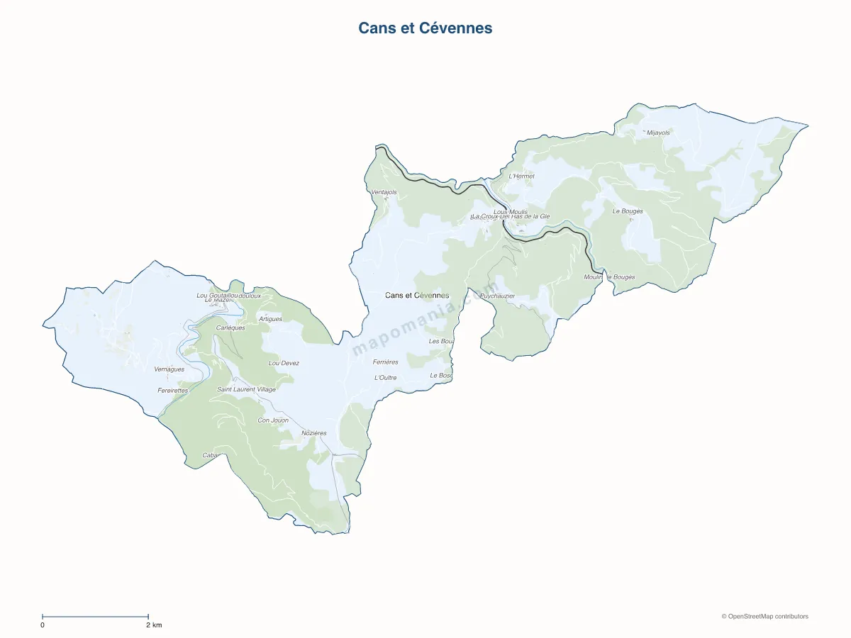 Carte de Cans et Cévennes à personnaliser