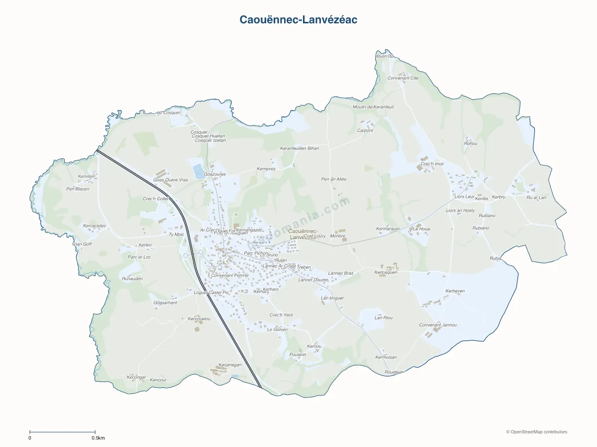 Carte de Caouënnec-Lanvézéac à personnaliser