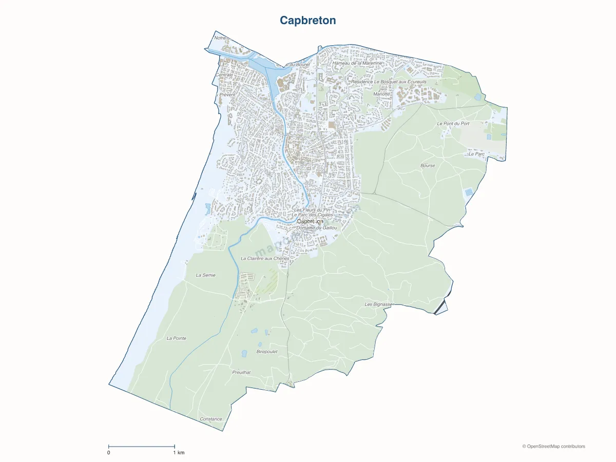 Carte de Capbreton à personnaliser