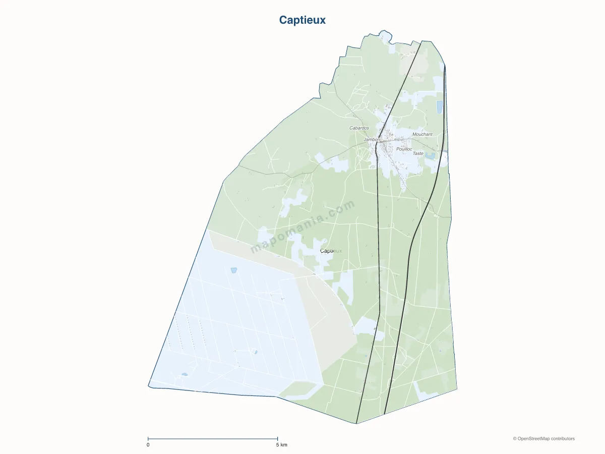 Carte de Captieux à personnaliser