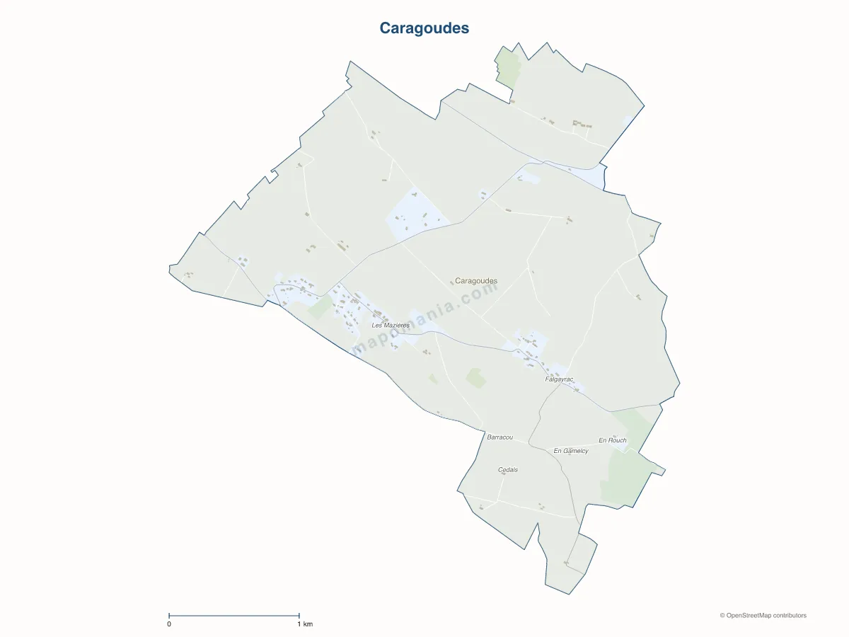 Carte de Caragoudes à personnaliser