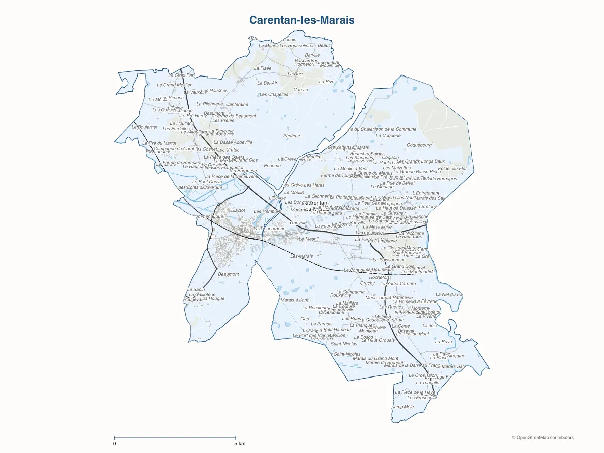 Carte de Carentan-les-Marais à personnaliser