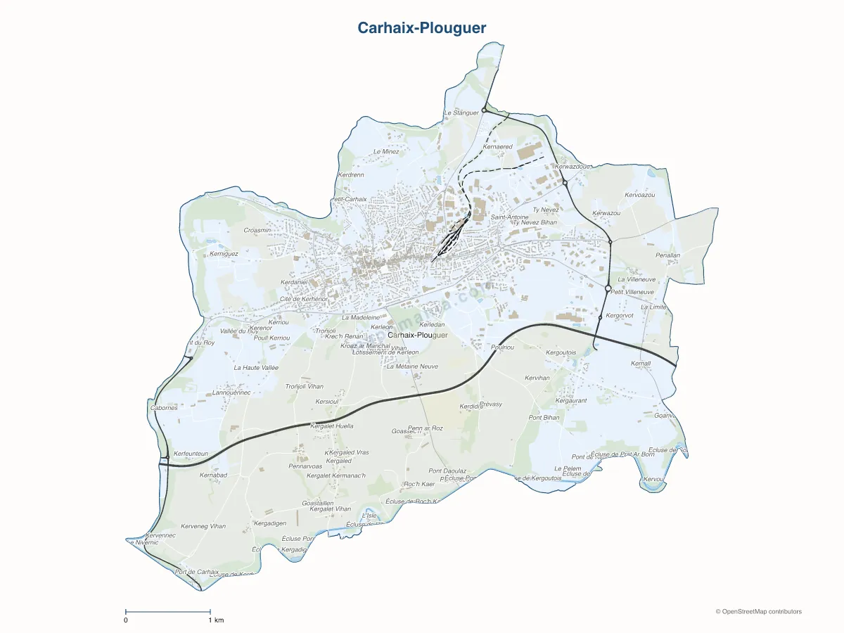 Carte de Carhaix-Plouguer à personnaliser