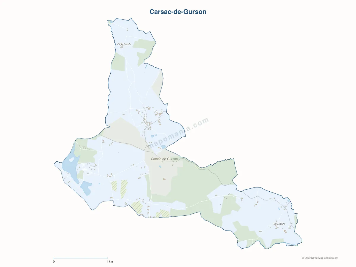 Carte de Carsac-de-Gurson à personnaliser