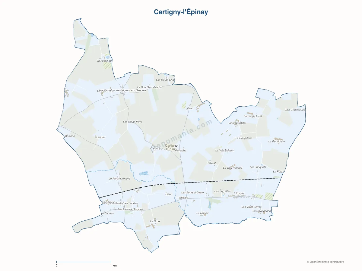 Carte de Cartigny-l'Épinay à personnaliser