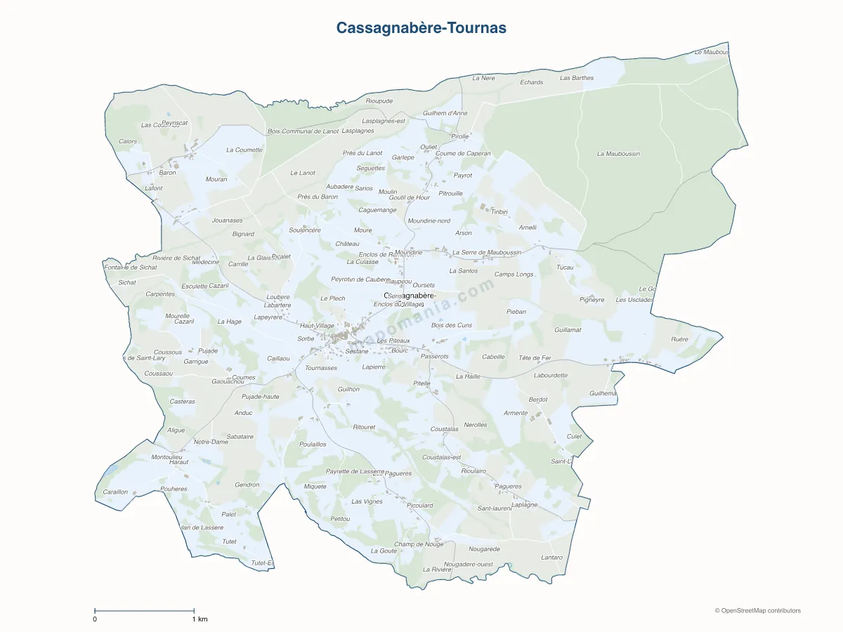 Carte de Cassagnabère-Tournas à personnaliser
