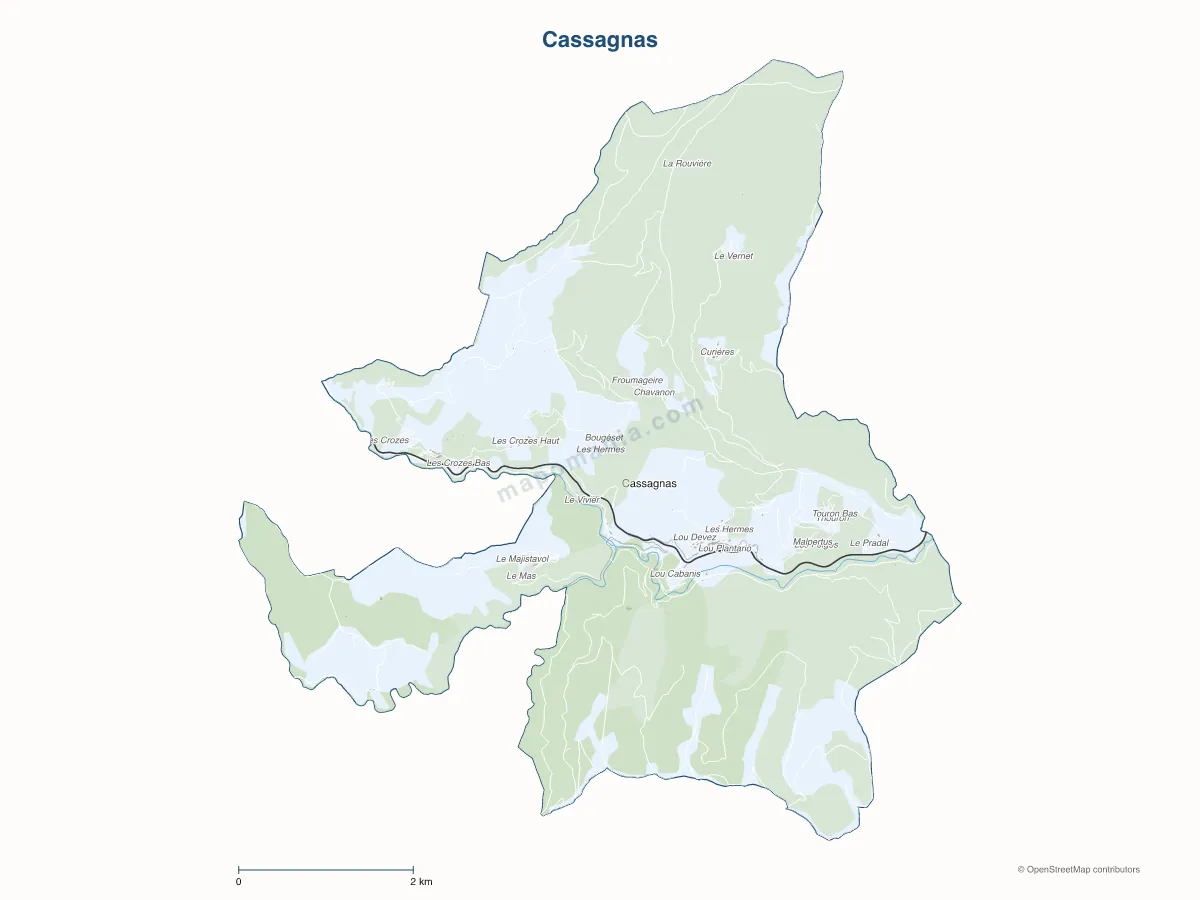 Carte de Cassagnas à personnaliser