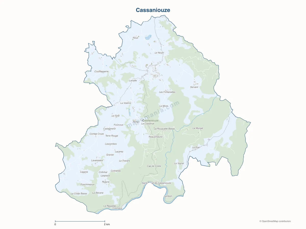 Carte de Cassaniouze à personnaliser