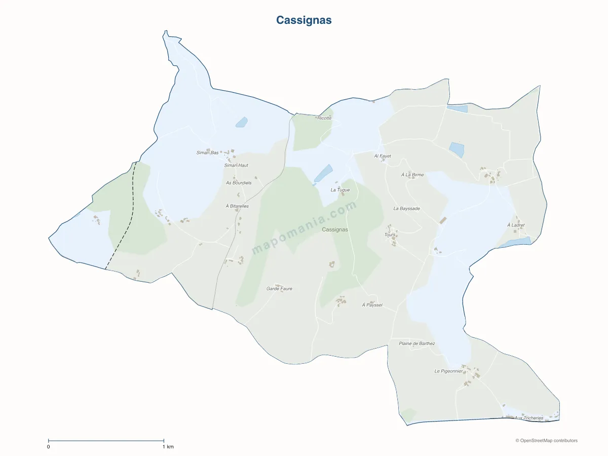 Carte de Cassignas à personnaliser