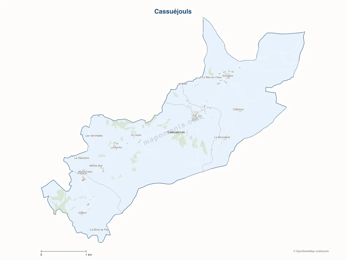 Carte de Cassuéjouls à personnaliser