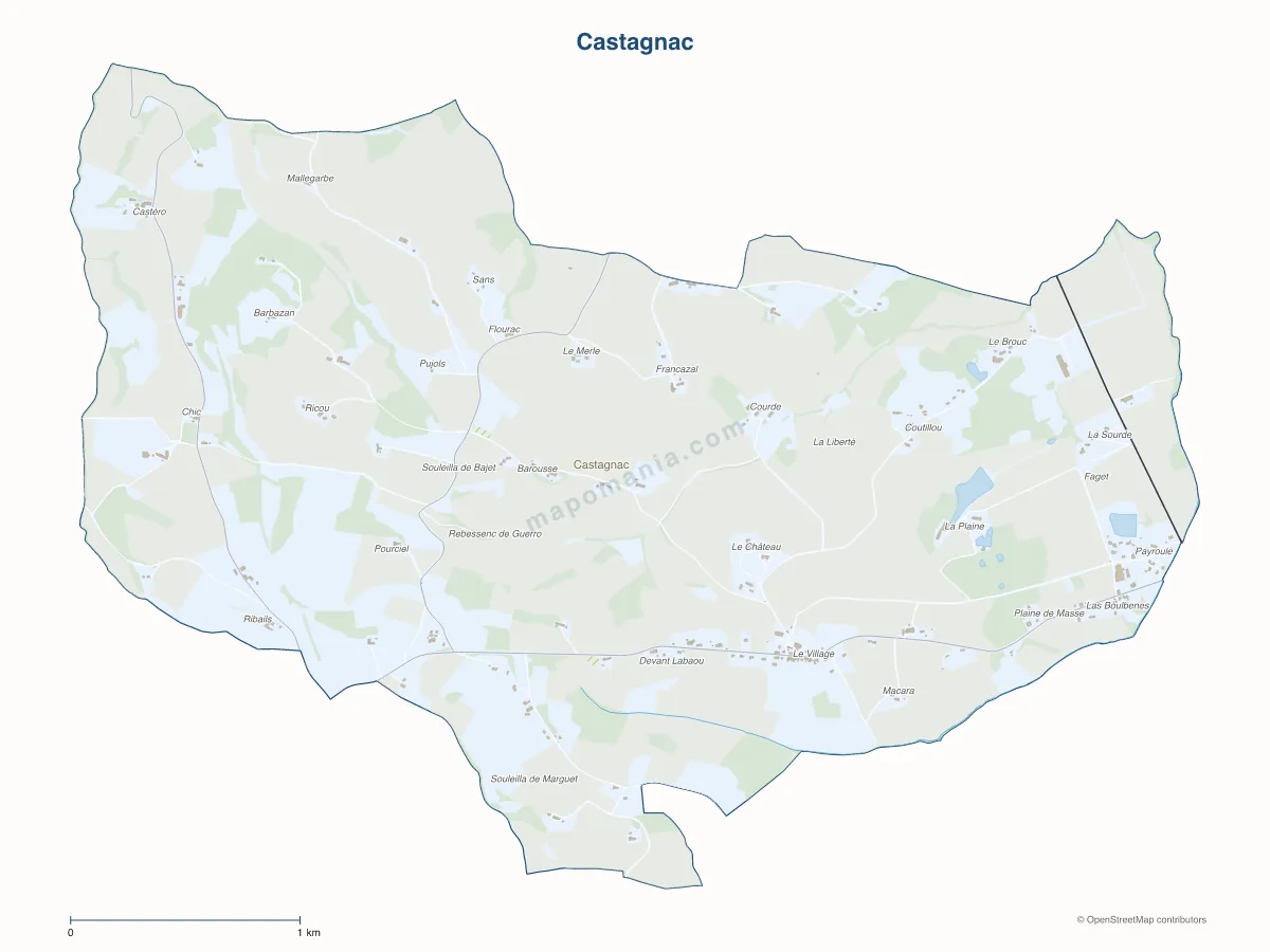 Carte de Castagnac à personnaliser