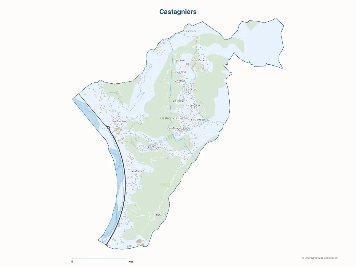 Carte de Castagniers à personnaliser