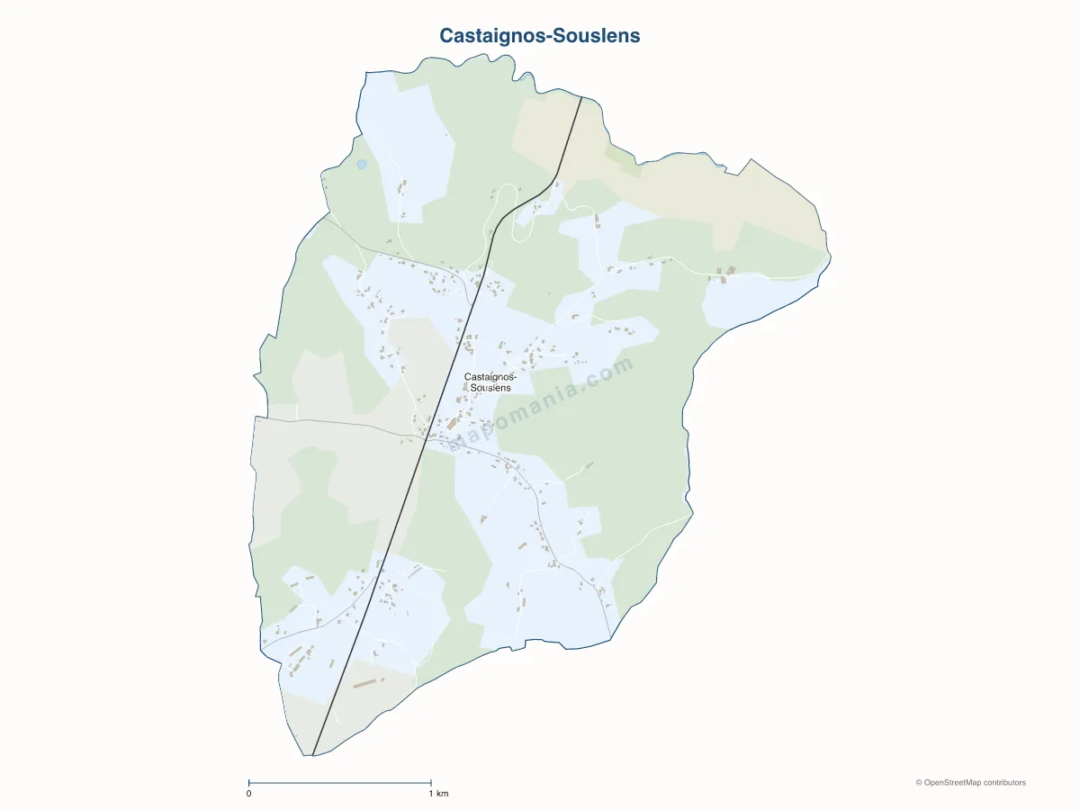 Carte de Castaignos-Souslens à personnaliser