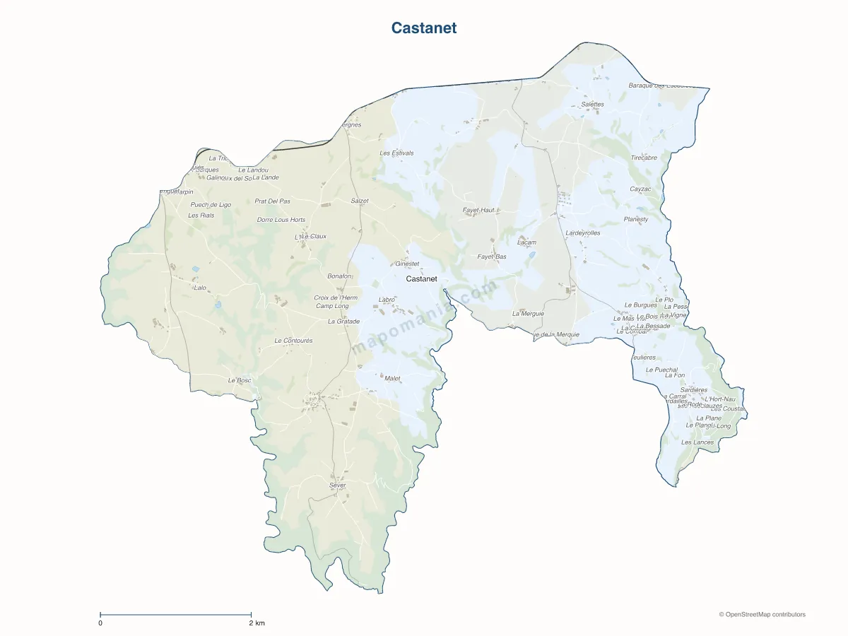 Carte de Castanet à personnaliser