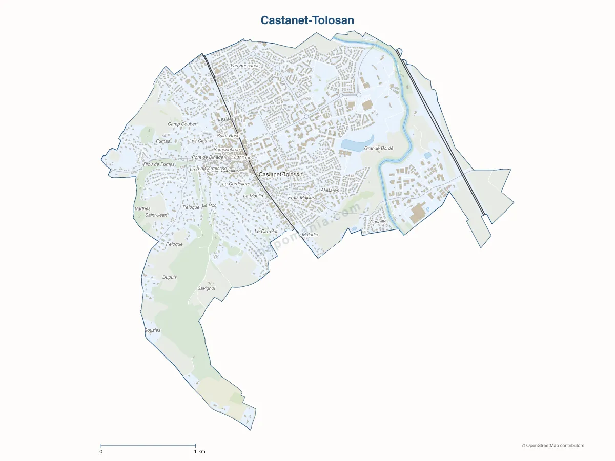 Carte de Castanet-Tolosan à personnaliser