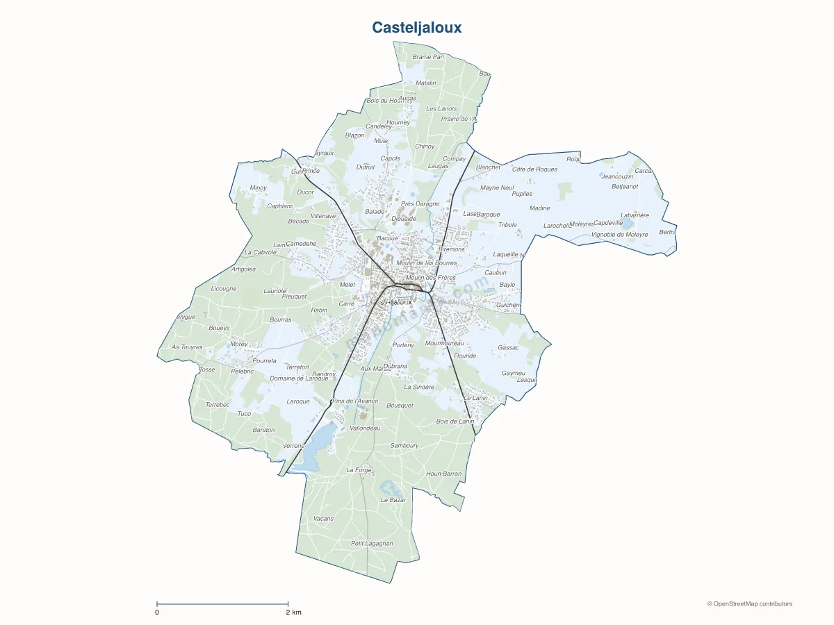 Carte de Casteljaloux à personnaliser