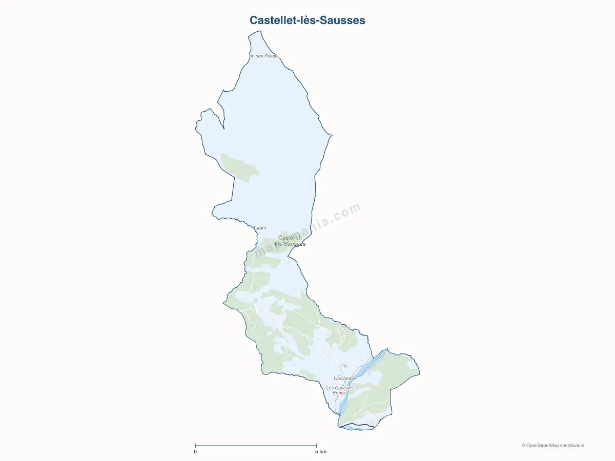 Carte de Castellet-lès-Sausses à personnaliser