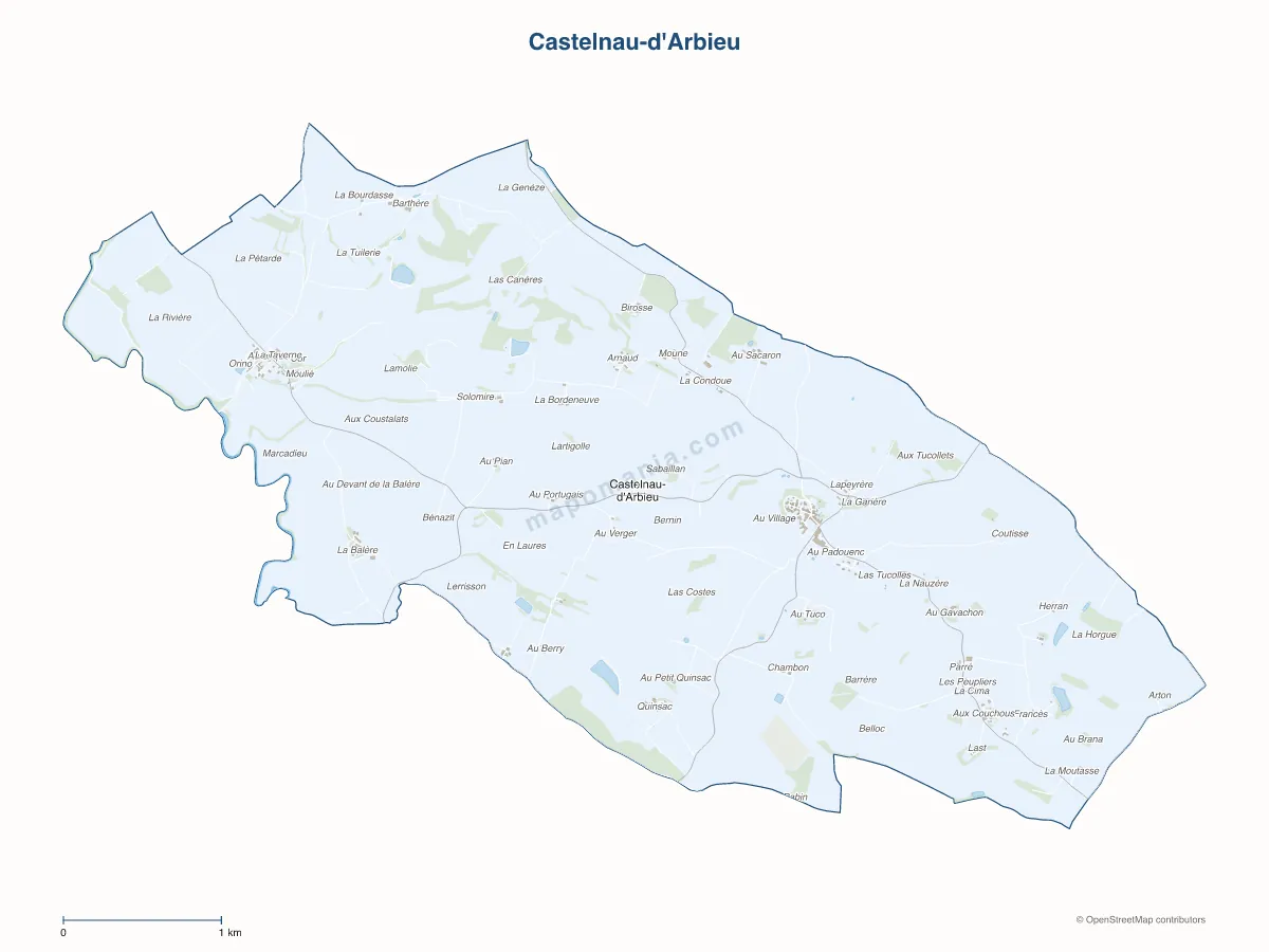 Carte de Castelnau-d'Arbieu à personnaliser