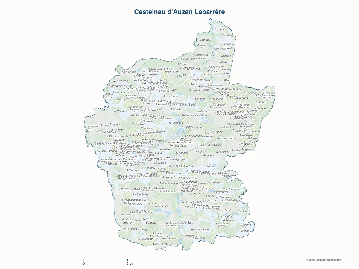 Carte de Castelnau d'Auzan Labarrère à personnaliser