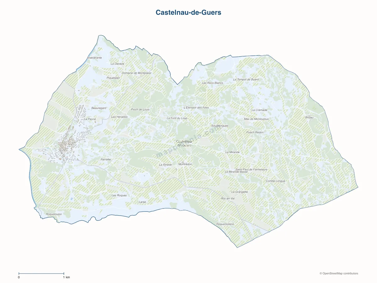 Carte de Castelnau-de-Guers à personnaliser