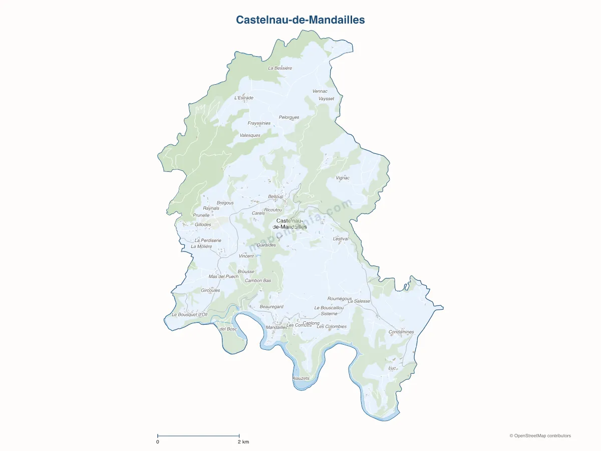 Carte de Castelnau-de-Mandailles à personnaliser