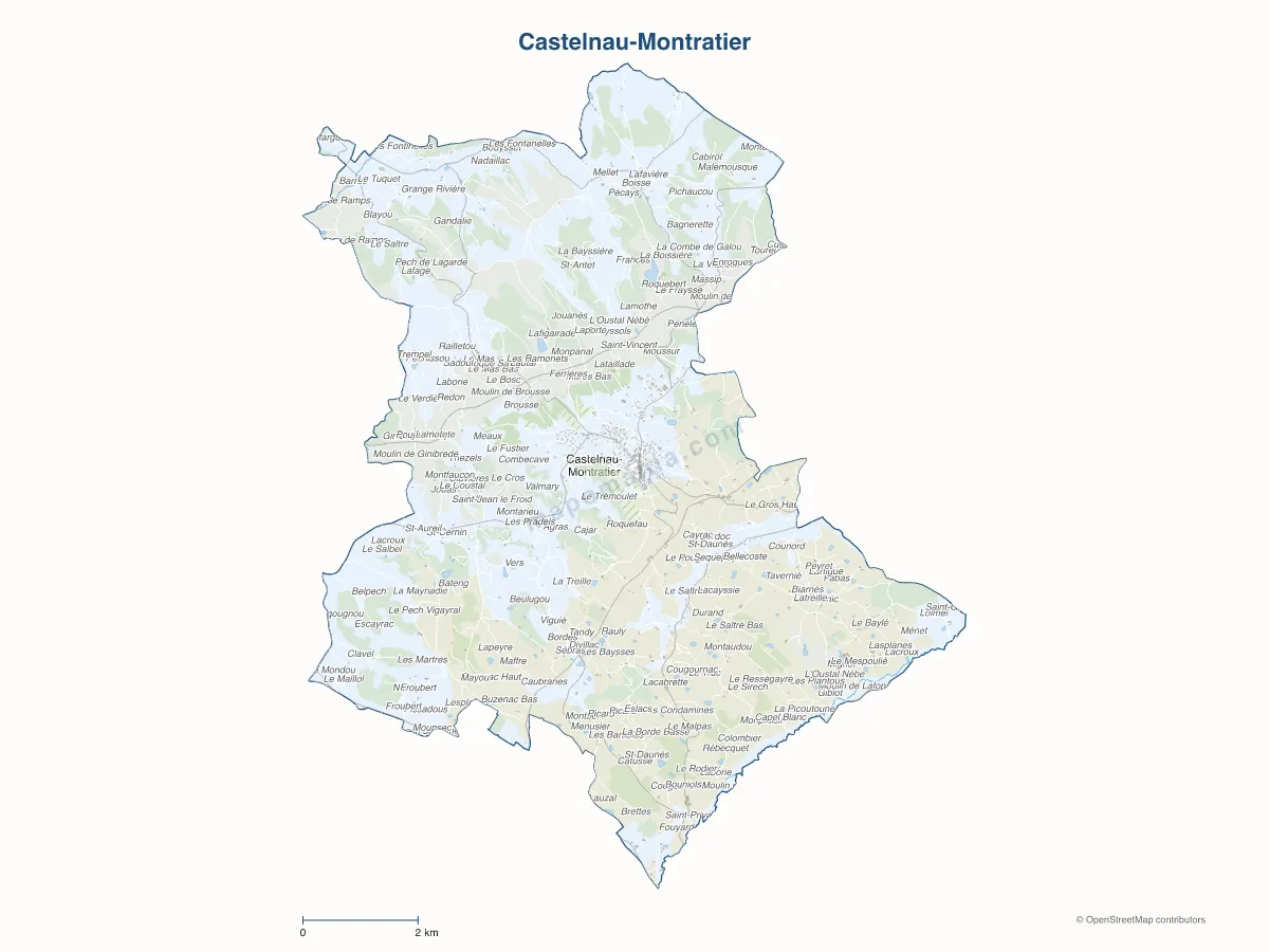 Carte de Castelnau-Montratier à personnaliser