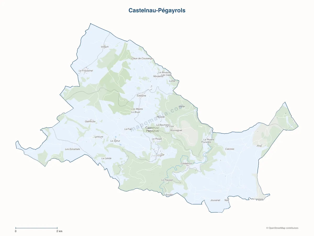 Carte de Castelnau-Pégayrols à personnaliser