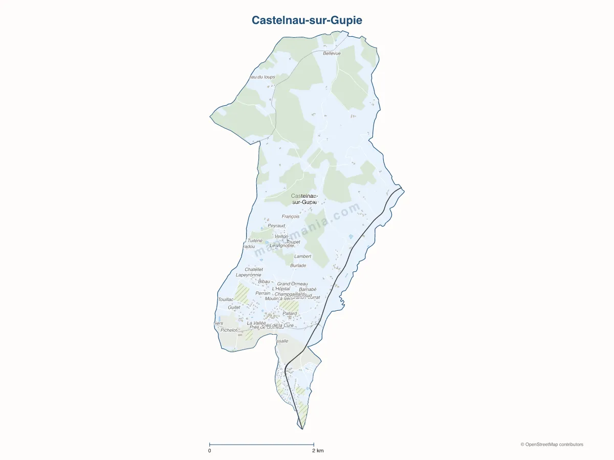 Carte de Castelnau-sur-Gupie à personnaliser