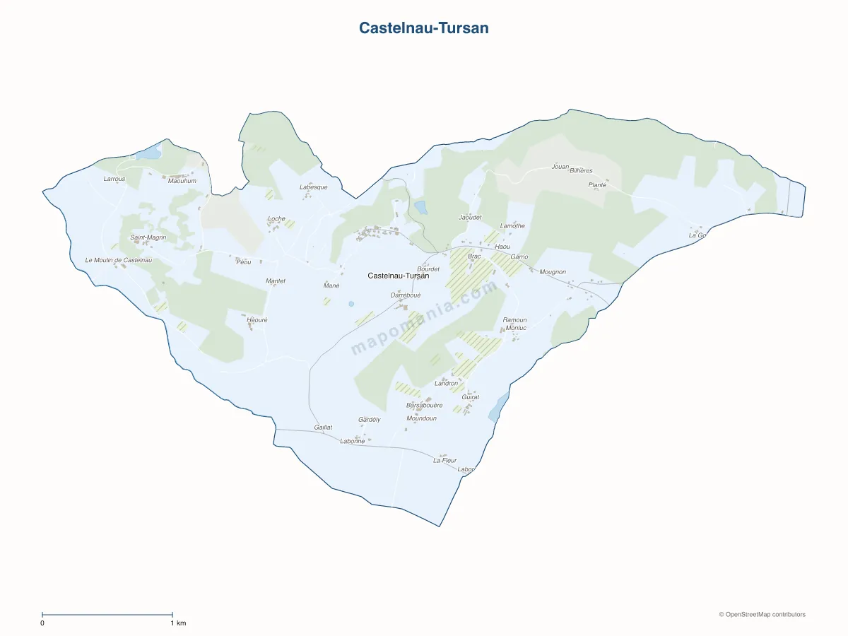 Carte de Castelnau-Tursan à personnaliser