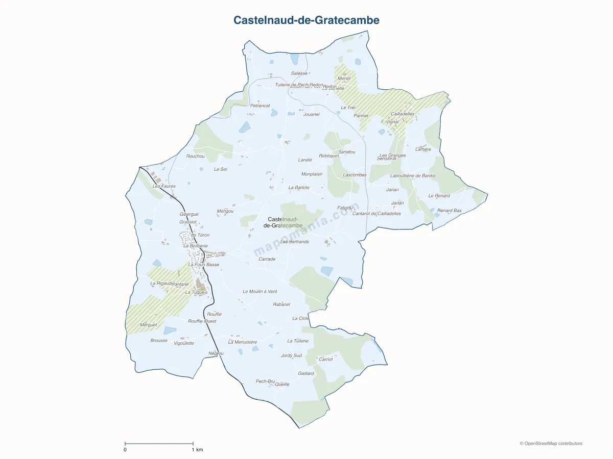 Carte de Castelnaud-de-Gratecambe à personnaliser