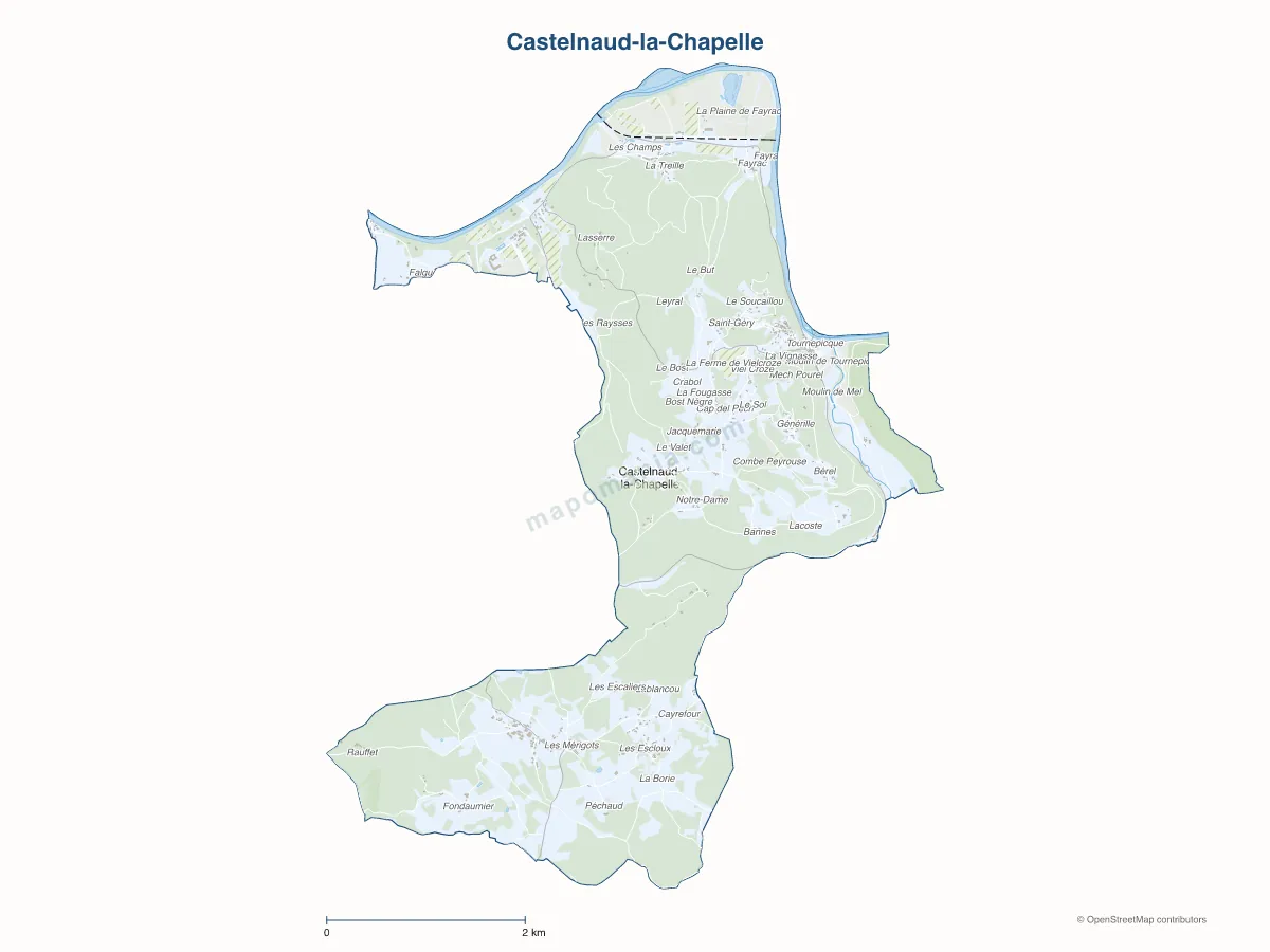 Carte de Castelnaud-la-Chapelle à personnaliser