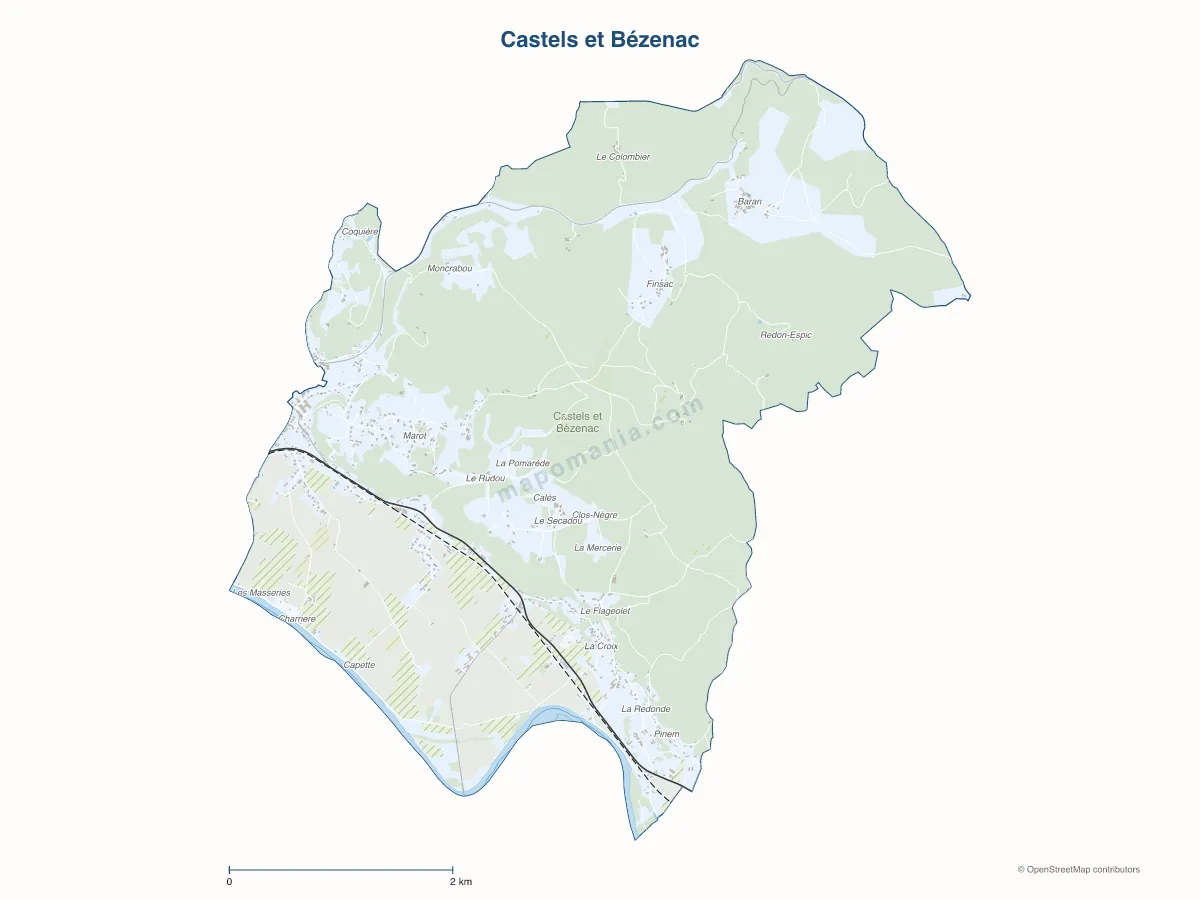 Carte de Castels et Bézenac à personnaliser
