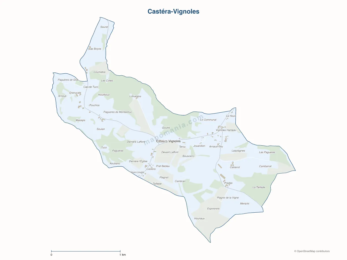 Carte de Castéra-Vignoles à personnaliser