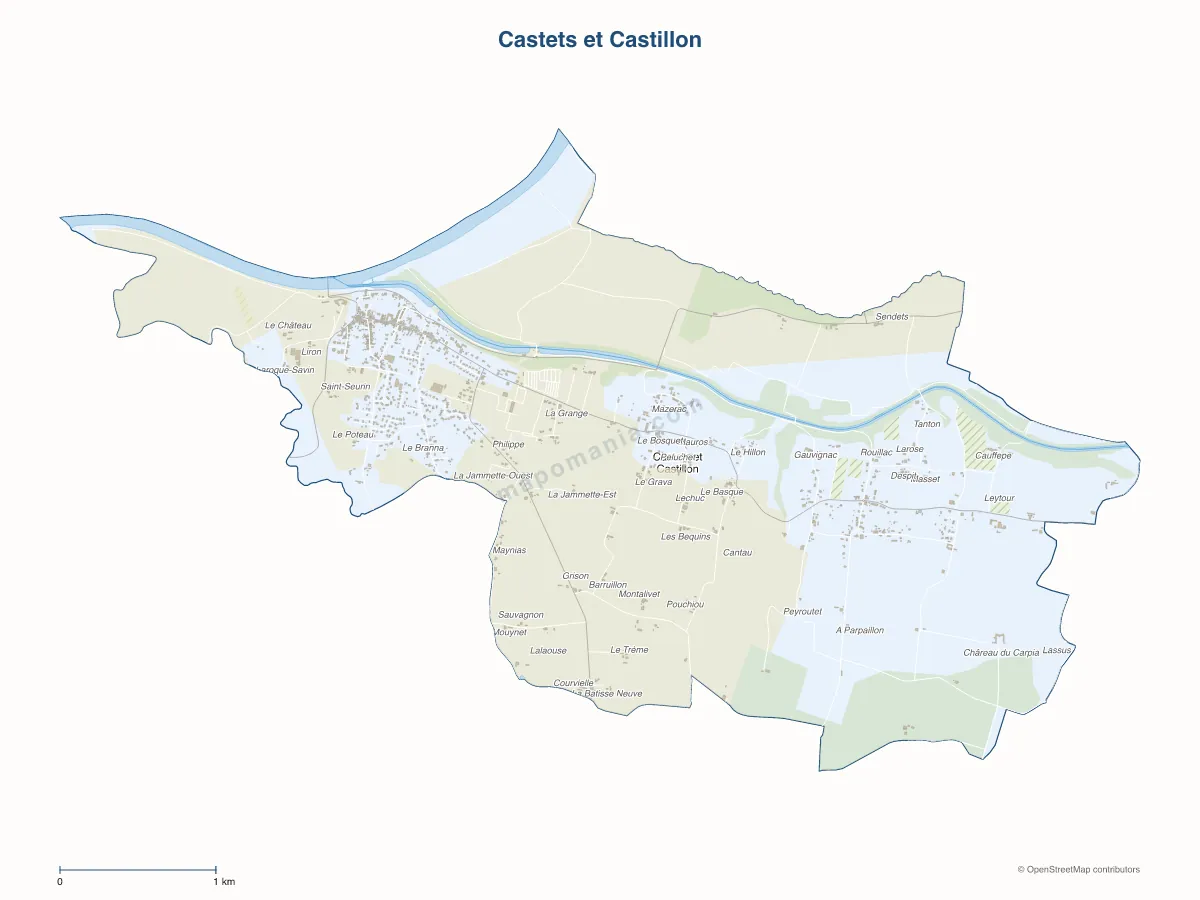 Carte de Castets et Castillon à personnaliser