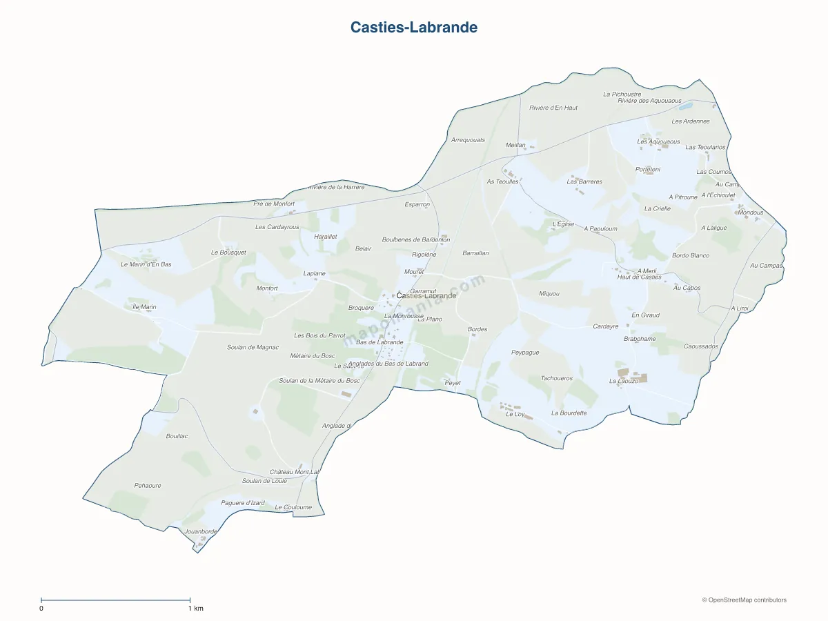 Carte de Casties-Labrande à personnaliser